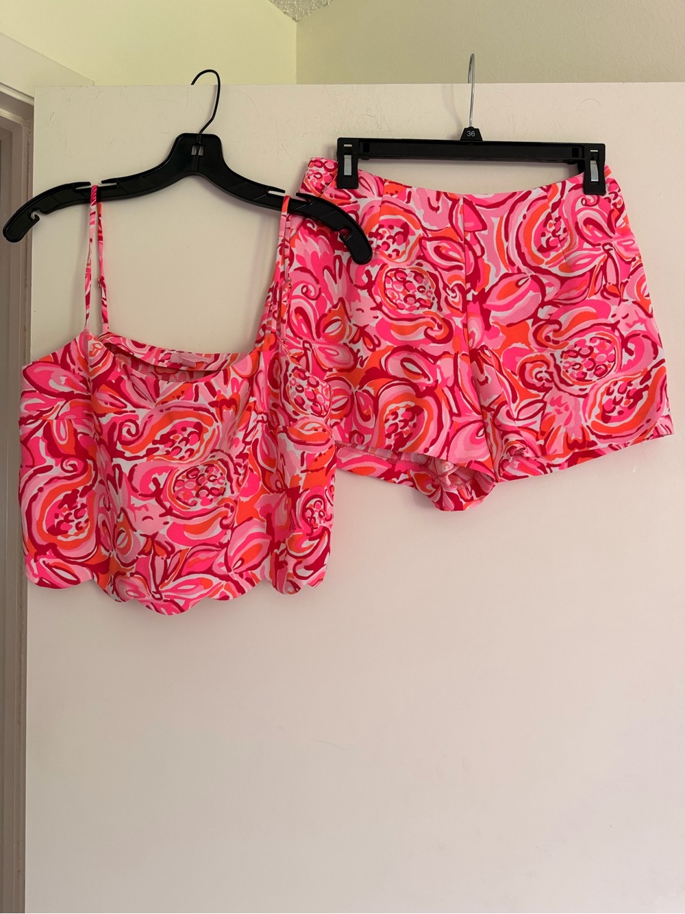 Lilly Pulitzer Pink Floral Camisole and Shorts Set